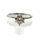 1.11 Cts Round Shape Solitaire Diamond Engagement Ring Set in 14K White Gold 